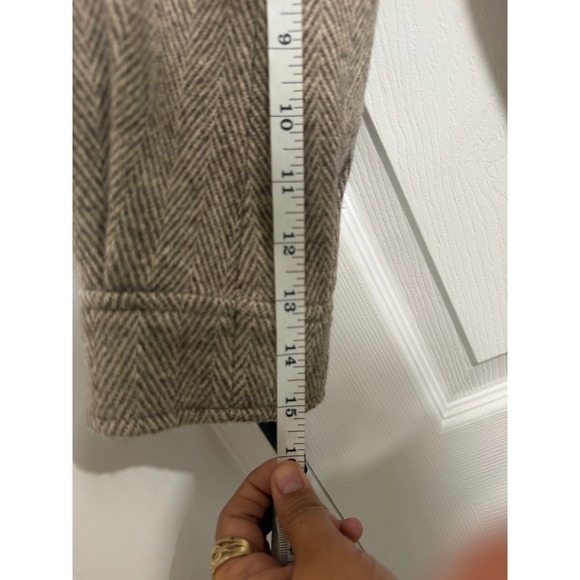 Nobler Fashions Women's Wool Blend Herringbone Shawl Collar Overcoat Tan - Picture 5 of 11